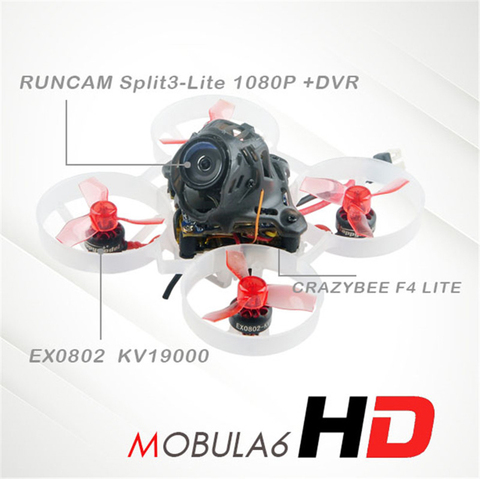 Happymodel Mobula6 HD Mobula 6 1S 65mm Crazybee F4 Lite Cinewhoop Tiny Whoop FPV Mini Drone Kit BNF w/ Runcam Split 3 Camera ► Photo 1/6