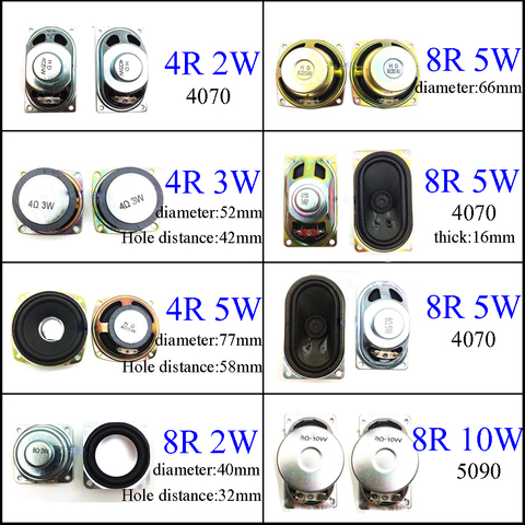 YuXi 8 Ohm 2W 3W 5W 10W 4R 8R 2/3/5/10W 40mm 52mm 66mm 77mm 4070 5090 Diameter Loudspeaker Loud Speaker ► Photo 1/1