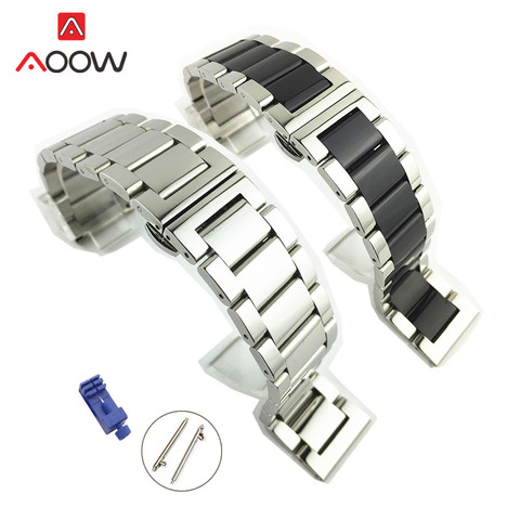 Polished Stainless Steel Metal Watchband 16 18 20mm 22mm 24mm 26mm Butterfly Buckle Quick Release Solid Strap Band Bracelet ► Photo 1/6