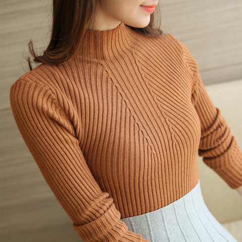 Turtleneck Sweater Women Fashion 2022 New Stretch Tops Women Knitted Pullovers Long Sleeve Bottoming Knitted Pullovers ► Photo 1/6