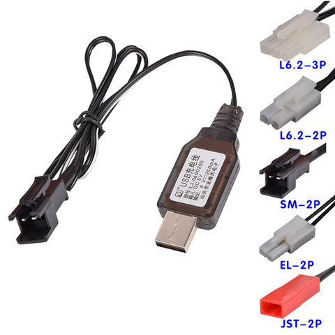 6V Charger Ni-Cd/Ni-Mh Battery Charger with EL-2P/JST-2P/L6.2-2P/SM-2P For toys RC car ship Robot Spare Parts ► Photo 1/6