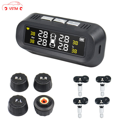 Tire Pressure Monitor System English APP Solar Power USB tmps 70 mai Car Tyre Pressure Sensors System Alarm TPMS ► Photo 1/6