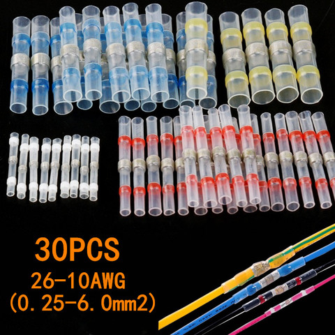 30Pcs Waterproof Heat Shrink Tube Sordering Terminals Seal Solder Sleeve Insulated Butt Electrical Wire Connectors 26-10 AWG Kit ► Photo 1/6