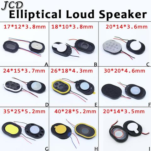 JCD 2pcs 1W 8ohm 24x15 20x14 40mm oval ellipse Speaker Loudspeaker Round Horn 2 wires line cable DIY Repair Parts ► Photo 1/6