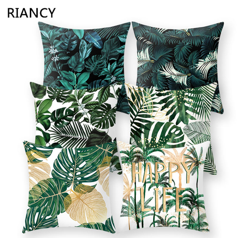 Tropical Plants Pattern Decorative Cushions Pillowcase Polyester Cushion Cover Throw Pillow Sofa Decoration Pillowcover 40506 ► Photo 1/6
