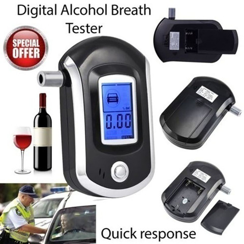 1pcs Professional Digital Breath Alcohol Tester Breathalyzer with LCD Dispaly with 5 Mouthpieces AT6000 Bafometro Alcoholimetro ► Photo 1/6