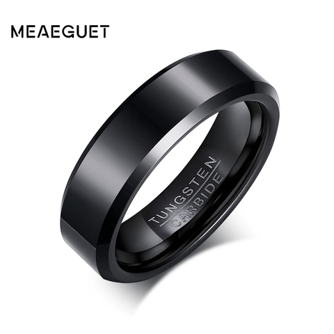 Meaeguet Solid Black Color Pure Tungsten Carbide Rings Engagement Wedding Rings For Men Rings Jewelry ► Photo 1/6