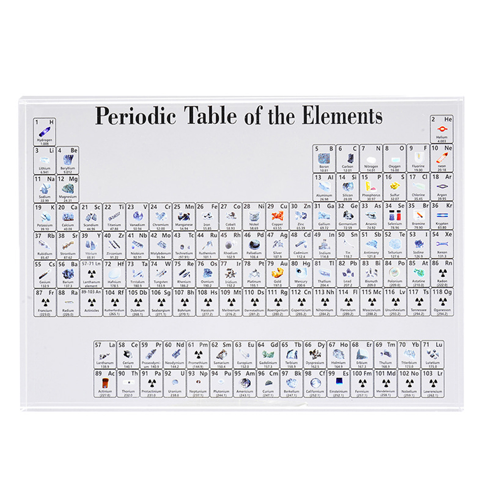 Acrylic Periodic Table Display With Real Elements School Kids Teaching Chemical 