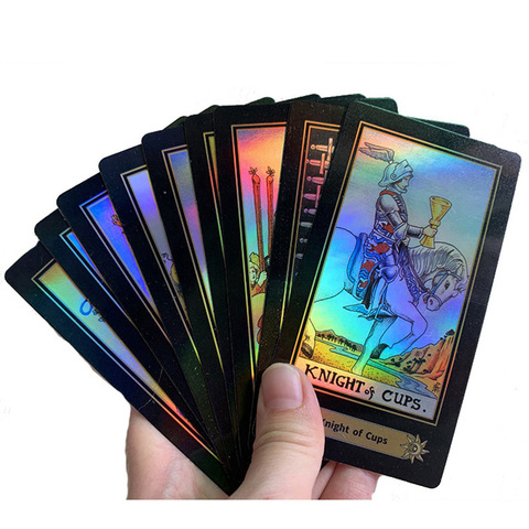 Full English Holographic Tarot  Board Game High Quality Paper 78 PCS Shine Cards for Astrologer ► Photo 1/6