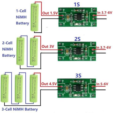 1S 2S 3S CELL 1A NiMH Rechargeable Battery Smart Charger Module  Charging voltage 1.5V 3V 4.5V 5V Input  3.7V-6V 5V 4.2V ► Photo 1/3