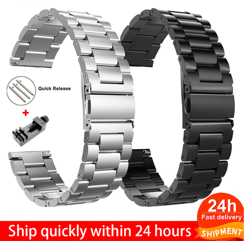 18mm 22mm 20mm 24mm Band For SAMSUNG Galaxy Watch 42 46mm galaxy watch 3 45mm 41mm  Stainless Steel For Amazfit Bip GTR straps ► Photo 1/6