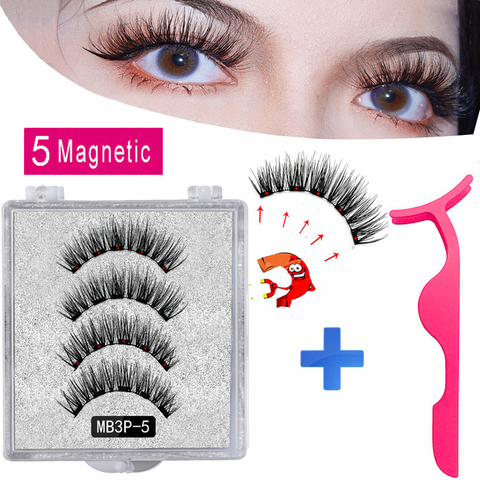 MB New 5 Magnetic Eyelashes Extension Natural False Eyelashes On Magnets Reusable 3D Mink Fake Eye Lashes faux cils magnetique ► Photo 1/6