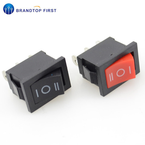 21*15mm black red SPDT On/Off/On AC 6A/250V 10A/125V 3 Pin Boat Rocker Switch Third Gear 3 Position ► Photo 1/6