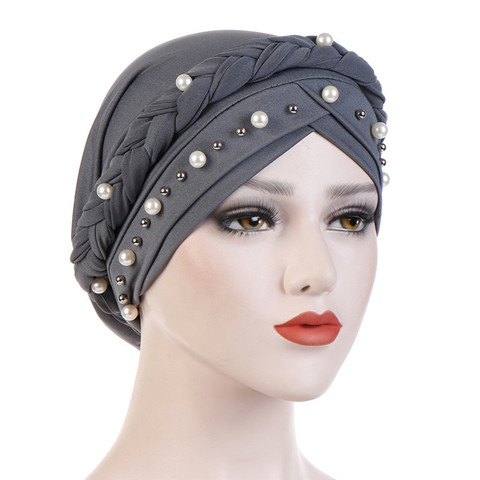 Head Scarf for muslim women solid cotton turban bonnet hijab Caps white pearl Inner hijabs femme musulman arab wrap turbantes ► Photo 1/6