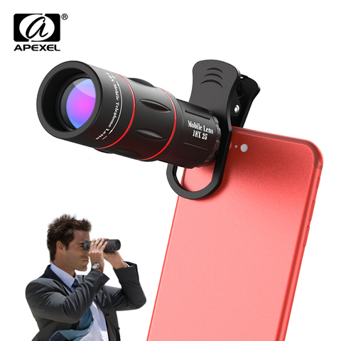 APEXEL Professional 18x25 Monocular Zoom HD Optical Phone Lens 18X Telephoto Lens With Tripod For iPhone Samsung Smartphones ► Photo 1/6