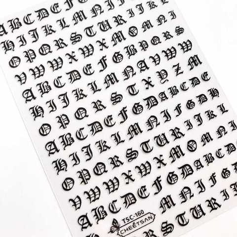Tsc-004 Silver Alphabet Nail Stickers