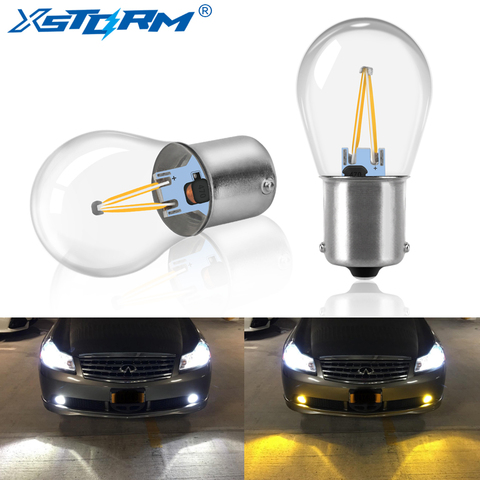 2Pcs 1156 BA15S P21W Led Bulb 1157 BAY15D P21/5W Led COB Car Turn Signal Lamp Reverse Light Auto 3000K Yellow 6000K White ► Photo 1/6