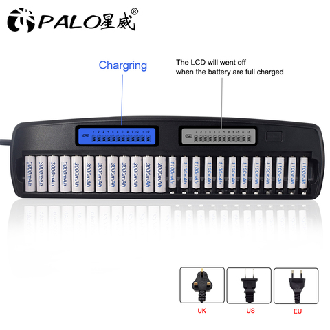 PALO 12/14/16/24/48 slots Fast Smart Intelligent charger AA AAA battery charger for 1.2V AA AAA NiMH NiCD rechargeable battery ► Photo 1/6