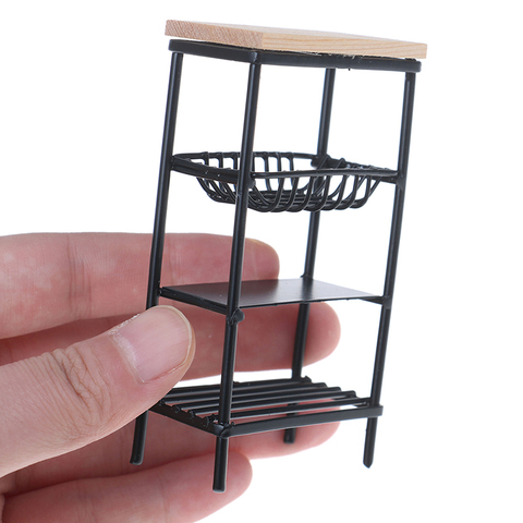 1:12 Doll House Accessories Mini Black Kitchen Side Cabinet Miniature Display Shelf Accessories Kitchen Dining Cabinet Kids ► Photo 1/6