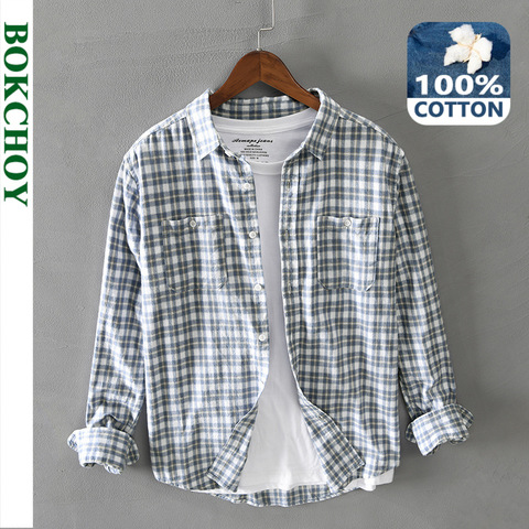 Autumn  Winter New Men's Casual Plaid Long Sleeve Cotton Shirt Gml04-G208 ► Photo 1/6