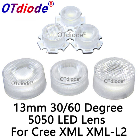 10-100pcs 13.5mm 5050 Cree XML XML-L2 LED Lens 30 60 Degree Optical Grade PMMA Led Lens Holder Plano Reflector Collimator ► Photo 1/6