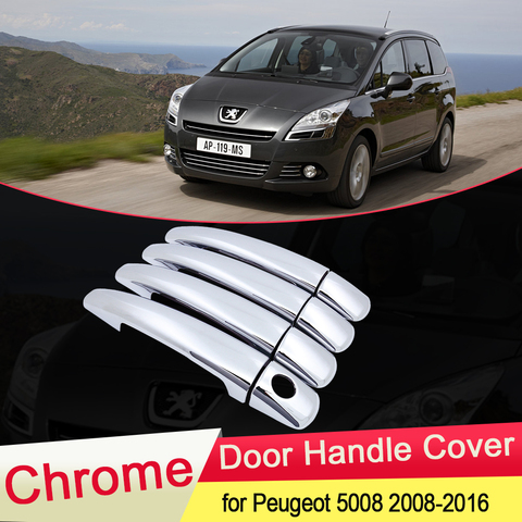 for Peugeot 5008 2008 2009 2010 2011 2012 2013 2014 2015 2016 Luxuriou Chrome Door Handle Cover Trim Car Set Styling Accessories ► Photo 1/6