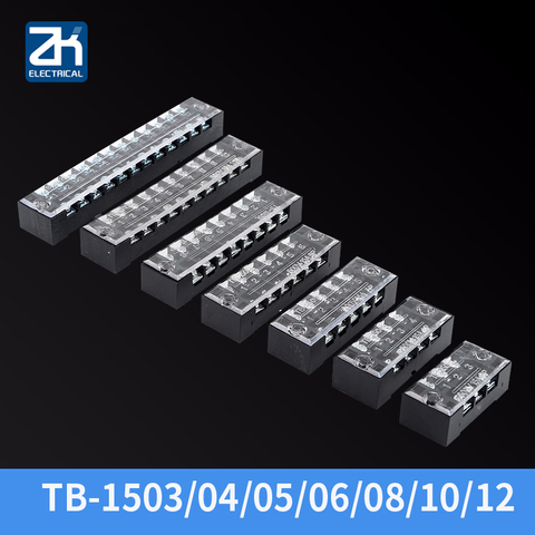 1Pcs 600V 15A TB1503 TB1504 TB1505 TB1506 TB1508 TB1510 TB1512 Positions Screw Electric Wire Connection Barrier Terminal Strip ► Photo 1/6