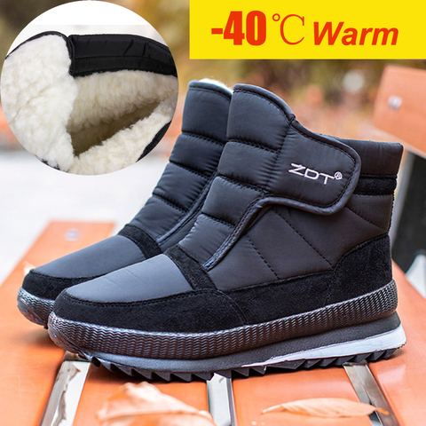 Men boots 2022 winter shoes men ankle boots Waterproof Non-slip warm plush flat men snow boots big size 39 - 45 ► Photo 1/6