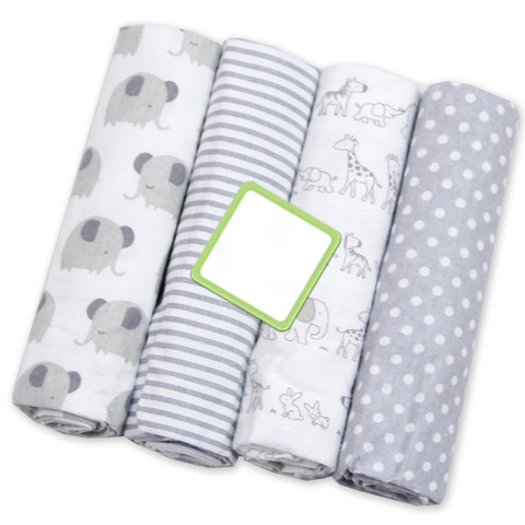 4 Pcs/pack 100% Cotton Flannel Receiving Baby Blanket Soft Baby Muslin Diapers Newborn Swaddle Wrap Muslin Swaddle 76*76 CM ► Photo 1/6