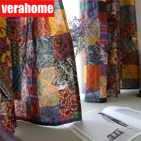 Bohemian retro ethnic style curtains half blackout for living room study bedroom bay windows custom Cotton linen ► Photo 1/5