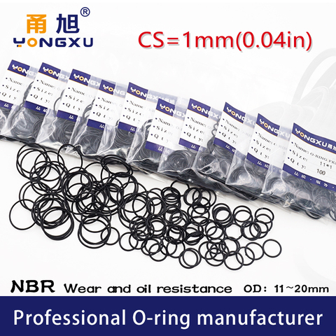 CS 1mm 50PCS/lot Rubber Ring Black NBR Sealing O-Ring OD11/12/13/14/15/16/17/18/19/20*1mm O Ring Seal Nitrile Gasket Oil Ring ► Photo 1/6