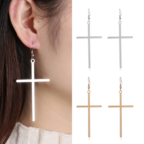 Ethnic Big Cross Long Earrings For Women Gold Color Drop Earrings Jewelry Dropshipping Bijoux Ethnique Femmes Punk Cross Earring ► Photo 1/6