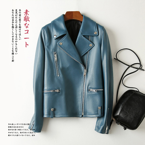 Nerazzurri Short yellow black blue leather biker jacket women long sleeve zipper Plus size autumn faux leather jackets for women ► Photo 1/6