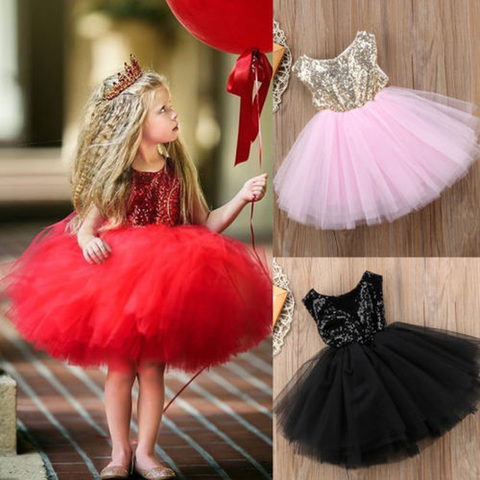 Princess Kids Baby Dress For Girls Fancy Wedding Dress Sleeveless Sequins Party Birthday Baptism Dress For Girl Summer Dresses ► Photo 1/6