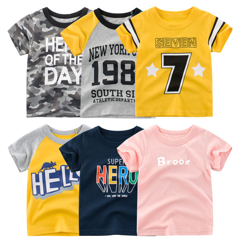 Letters Print T Shirt Boys Girls Summer Kid Clothes Unisex Figure T-shirts for Boy Cotton Top Tee Children's Clothing Dropship ► Photo 1/6