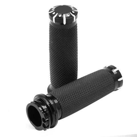 Motorcycle 1.25'' Universal Rubber Hand Grips CNC Handlebar For Harley Sportster 883 1200 Iron XL VRSC Touring Dyna Softail ► Photo 1/6