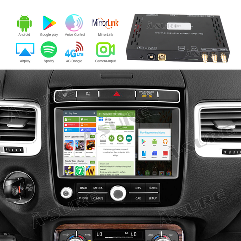 A-Sure Car Infotainment Systems Video Interface Android 9.0 Decoding Box GPS For VW Touareg RNS-850 2011-2022 4K 4G LTE SIM ► Photo 1/6