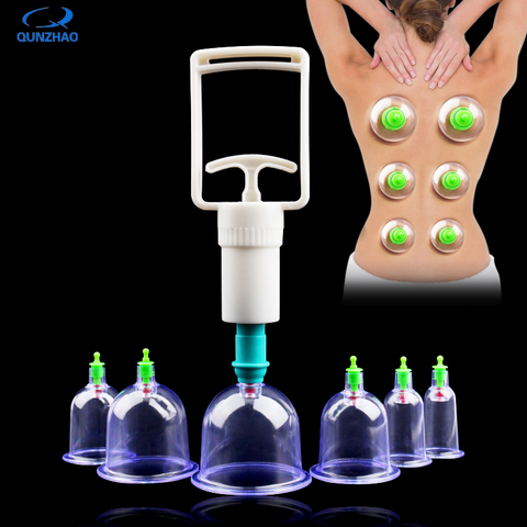 Vacuum Cupping Therapy 6pcs Hijama Cups Chinese Vacuum Cupping Kit Pull Out a Vacuum Apparatus Therapy Relax Massagers ► Photo 1/6