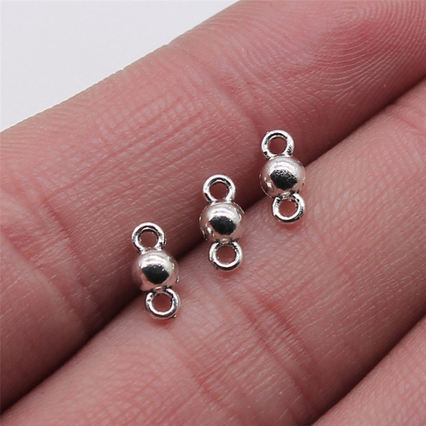 WYSIWYG 50pcs Small Ball Pendant Connector Charms Diy Alloy Jewelry Findings Antique Silver Color 4x8mm ► Photo 1/3