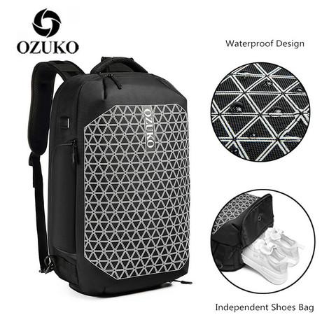 OZUKO Backpack For Men Anti Theft Waterproof 15.6 inch Laptop Men Backpack Travel Teenage bag Shoes Pouch male bag pack mochila ► Photo 1/6