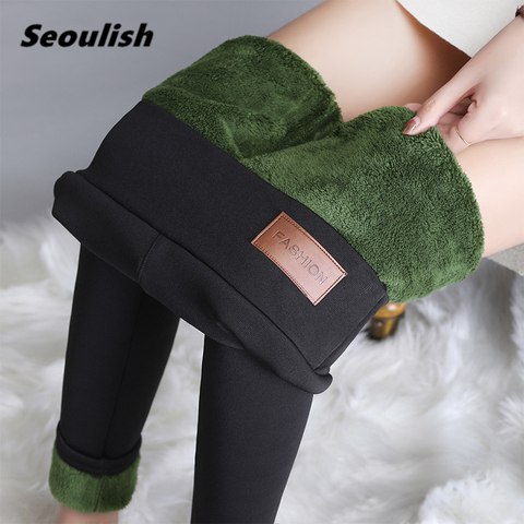 Plus Size Women's Winter Leggings 2022 New Warm Pants Chic Velvet Thicken Slimming Cashmere Warmed Leggings With Fleece Female ► Photo 1/6