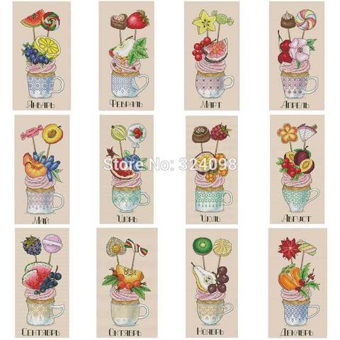 Cup cake series patterns Counted Cross Stitch 11CT 14CT DIY wholesale Chinese Cross Stitch Kits Embroidery Needlework Set ► Photo 1/6