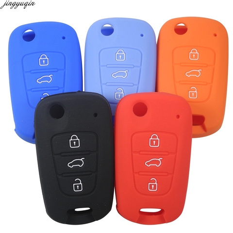 Jingyuqin Folding Flip Remote Silicone Car Key Cover Case For Hyundai i20 i30 i35 iX20 iX35 Solaris Verna 3 Buttons ► Photo 1/6