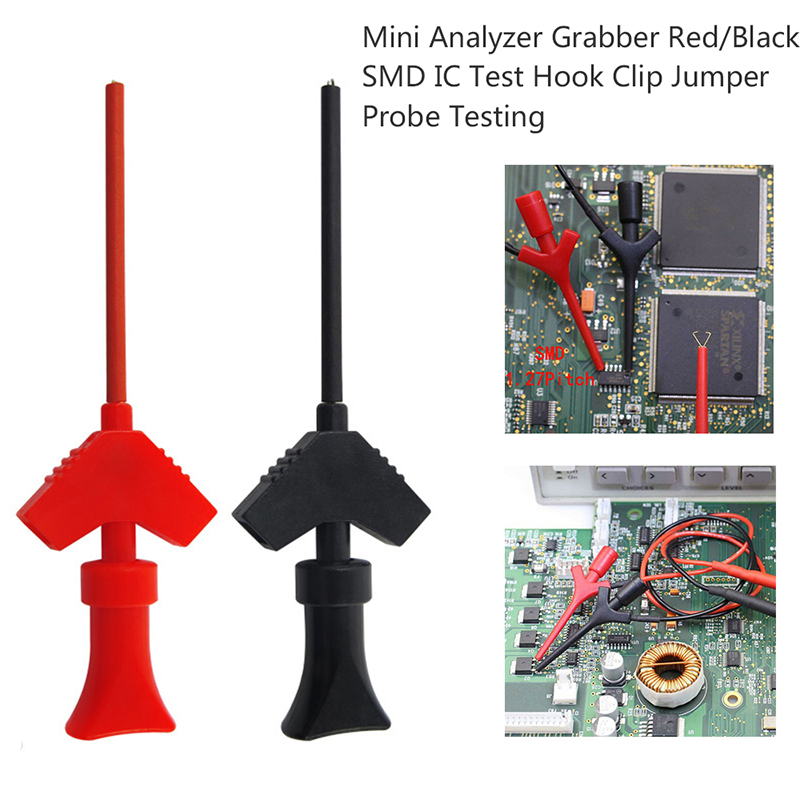 10 Pieces Mini Grabber Test Hook Clip Jumper Probe Logic Analyzer Probe Red 