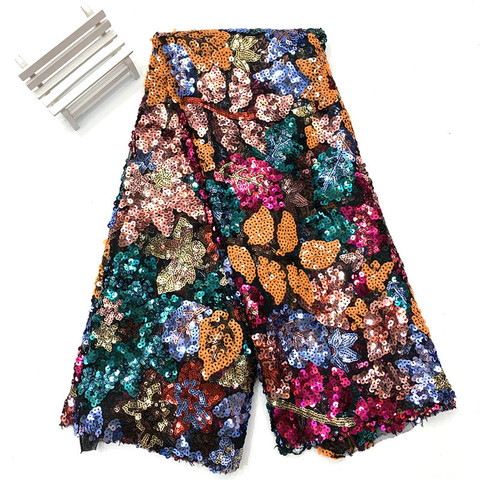 Colorful Plant Pattern Sequin Fabric by the yard, Sequin Mesh, Wide 150cm ► Photo 1/6