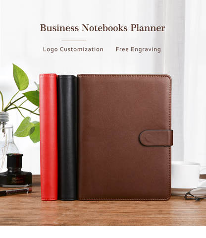 Business Brown Black Red Leather Agendas,Magnetic Snap Ring Binder Planner Organizer Notebooks A6 A5 B5 ► Photo 1/6