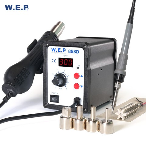 WEP 858D Hot Air Gun Soldering Station SMD Solder Station Temperature 500 Digital Display Desoldering Station BGA Rework Station ► Photo 1/6