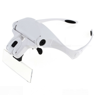 Portable Head Wearing Magnifying Glass Lens Eyeglass Interchangeable Mount Bracket Headband Magnifier with 2 LED Lights 5 Lenses ► Photo 1/1