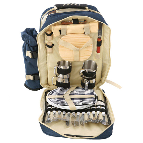 Portable 4 Persons Picnic Backpack Set Outdoor Camping Travel  BBQ Picnic Bags Lunch Bag With Outdoor Camping Tableware Cup Set ► Photo 1/6