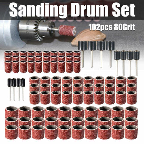 102Pcs Drum Sanding Sleeves Fit Sander Rotary Tool w/ 1/2 3/8 1/4 Inch Mandrels ► Photo 1/6